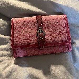 Pink Limitted Editon Fabric Coach Trifold Wallet